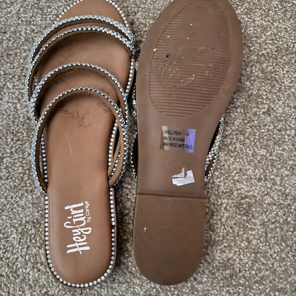 Tan Sandals with Silver Detailing